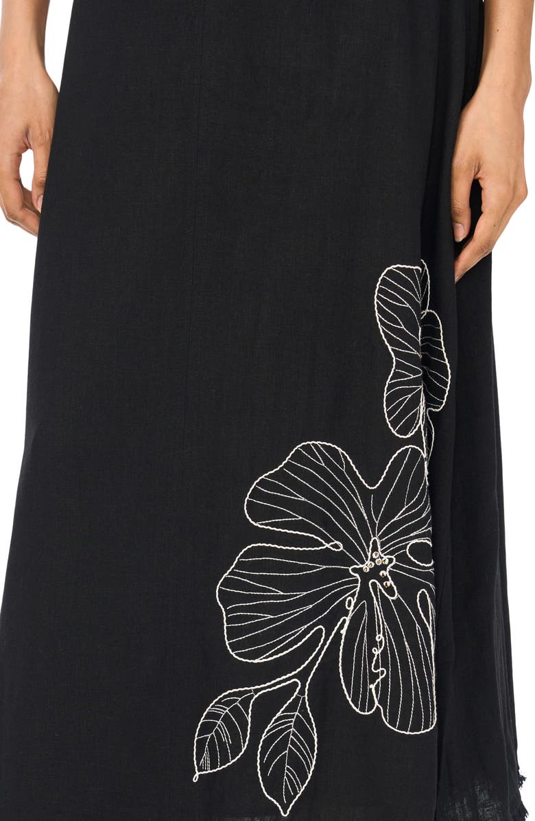 Vince Camuto Placed Embroidered Floral Skirt, Alternate, color, Rich Black