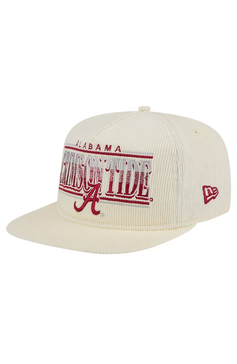 New Era Men's New Era Cream Alabama Crimson Tide Throwback Golfer Corduroy Snapback Hat, Alternate, color,
