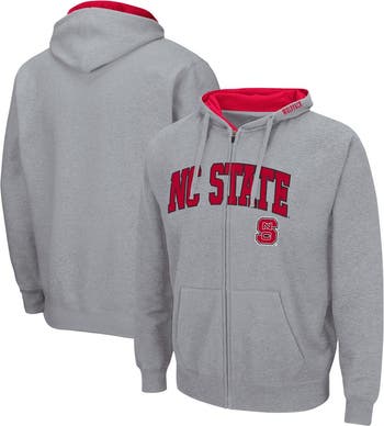 Men's Colosseum Heathered Gray NC State Wolfpack Arch & Logo 3.0 Full-Zip Hoodie