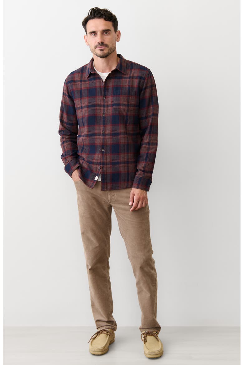 Tahoe Plaid Flannel Button-Up Shirt, Alternate, color, NAVY/ BURGUNDY PLAID