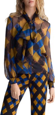 Diane von Furstenberg Garcele Silk Tie Neck Top