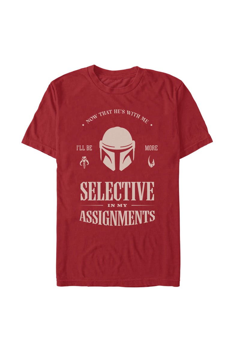 Mens Star Wars The Mandalorian and Grogu Selective In My Assignments T Shirt, Main, color, Cardinal