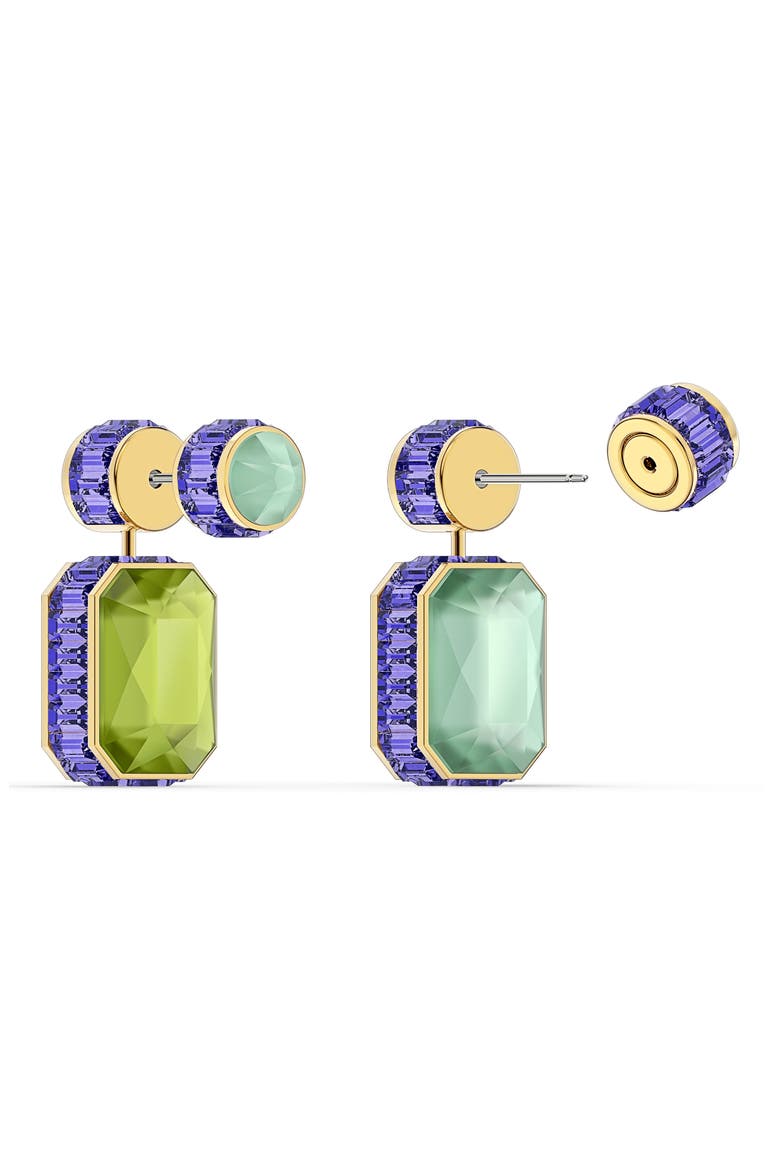 Chroma Swarovski Mismatched Crystal Drop Earrings, Alternate, color, GREEN