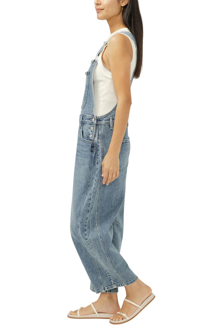 Barrel Leg Denim Overalls, Alternate, color, MIRAMAR