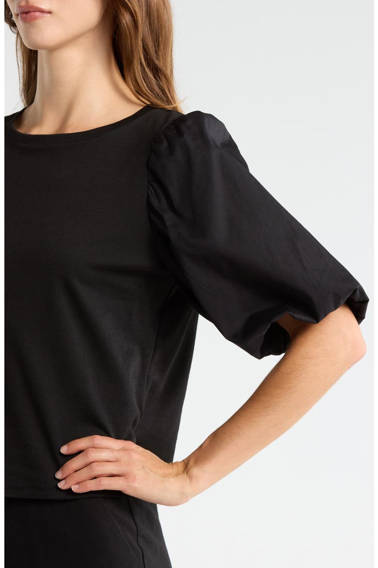 Puff Sleeve Knit Top, Alternate, color, RICH BLACK