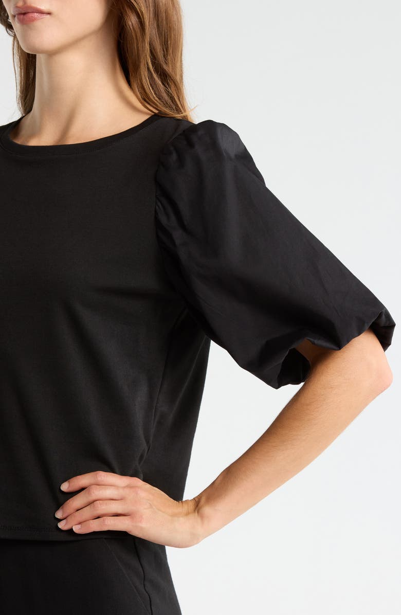 Vince Camuto Puff Sleeve Knit Top, Alternate, color, Rich Black
