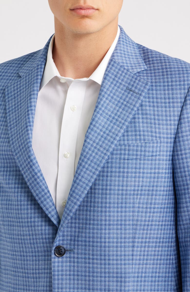 Peter Millar Flynn Classic Fit Light Blue Check Wool Sport Coat, Alternate, color, Light Blue