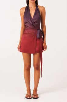 Amaya Ombré Halter Neck Mini Wrap Dress