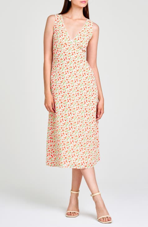 Dahlia Floral Print Sleeveless Midi Dress