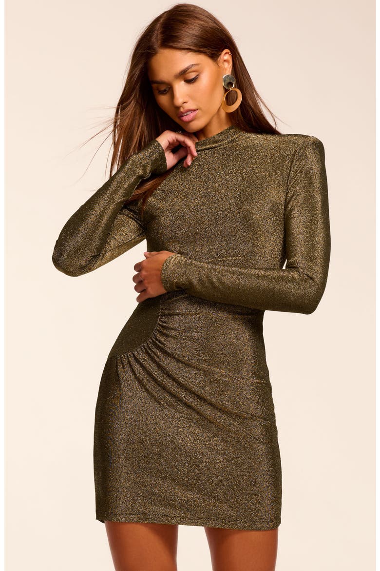 Amarylis Metallic Cutout Long Sleeve Minidress, Alternate, color, GOLD KNIT