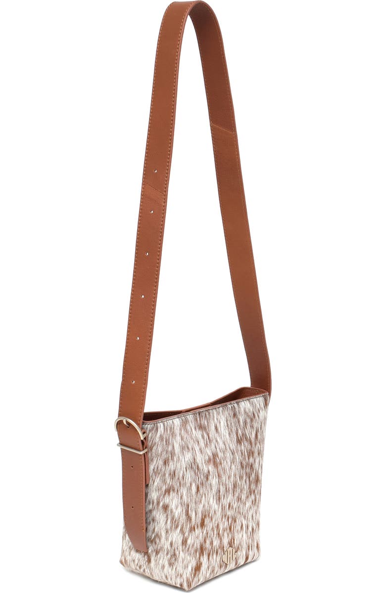 New Amsterdam Leatherworks Jayden Genuine Calf Hair Bucket Bag, Alternate, color, Chestnut/ Ivory
