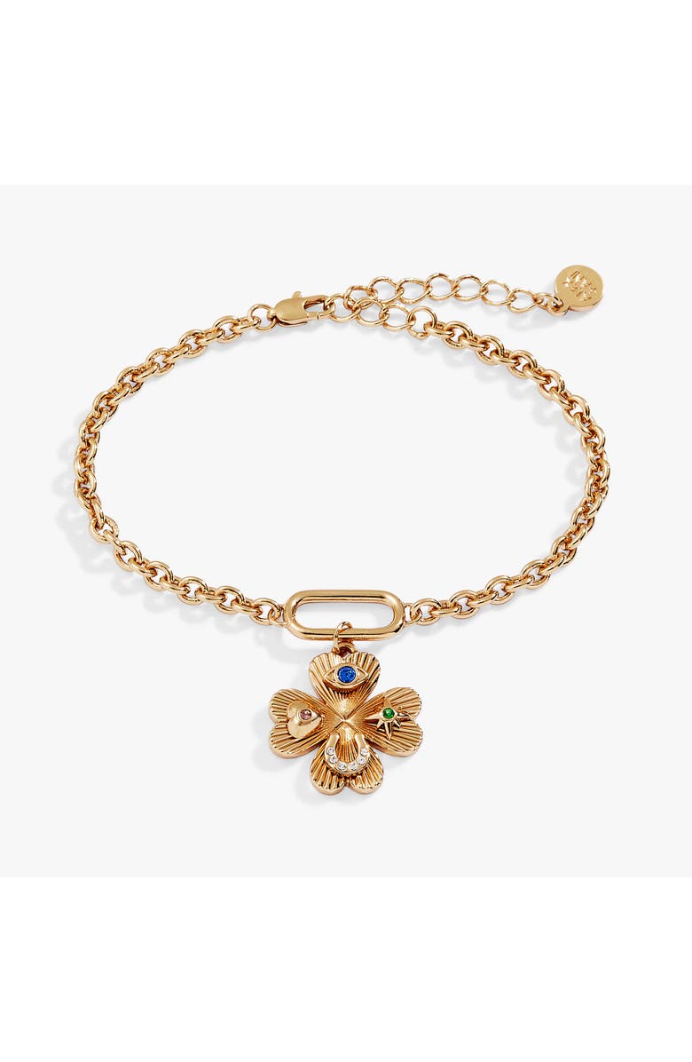 Alex and Ani Lucky Four Leaf Clover Bracelet, Main, color, Gold