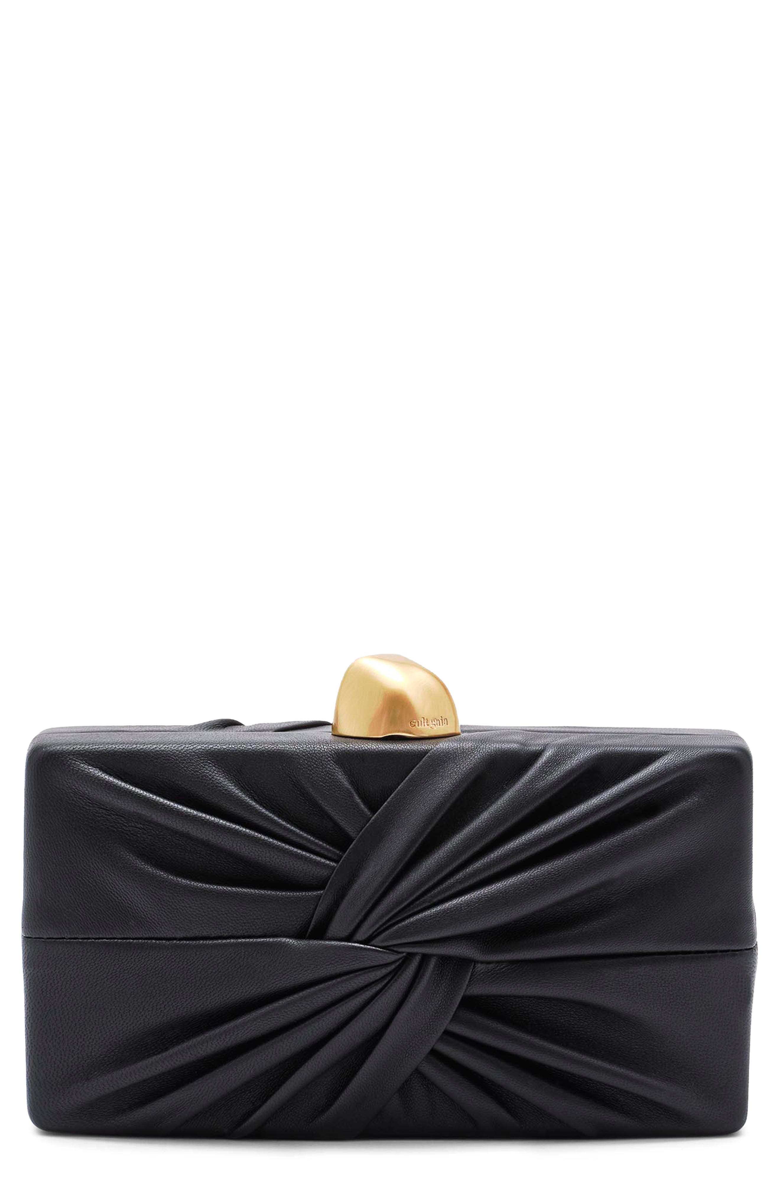Cult Gaia Lisse Leather Clutch, Main, color, 