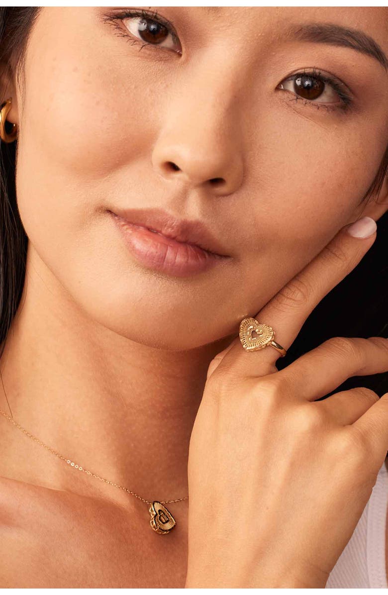 Oradina 14K Gold Icon Heart Ring, Alternate, color, Yellow Gold