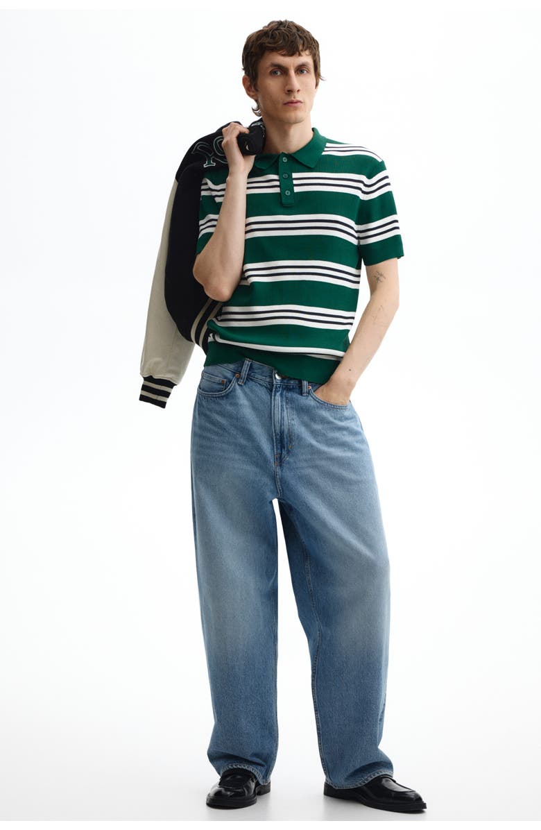H&M Regular Fit Polo Shirt, Alternate, color, Green/Striped