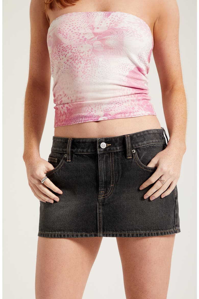 Piper Low Rise Denim Miniskirt, Alternate, color, BLACK