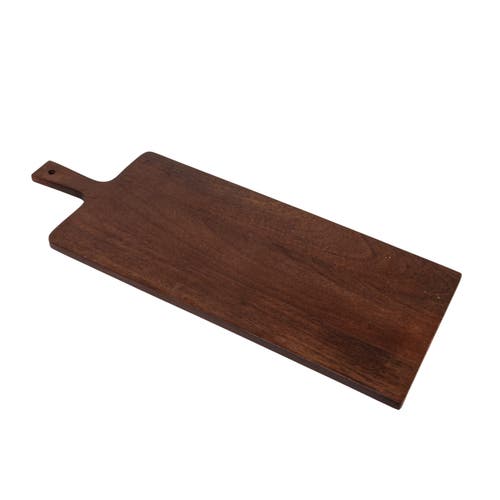 Storied Home Mango Wood Cheese/cutting Board With Handle, Walnut Finish In Brown