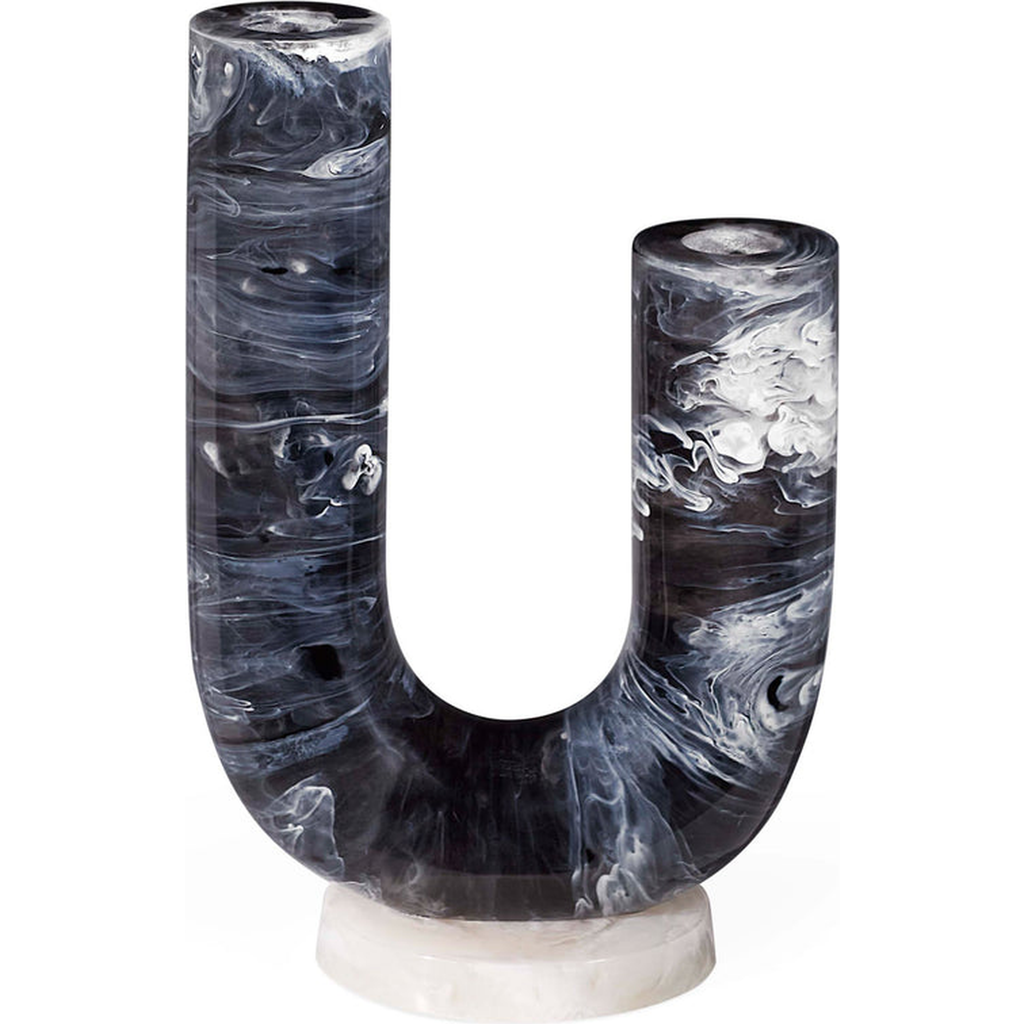 Jonathan Adler Mustique Double Tube Vase In Black/white Marble