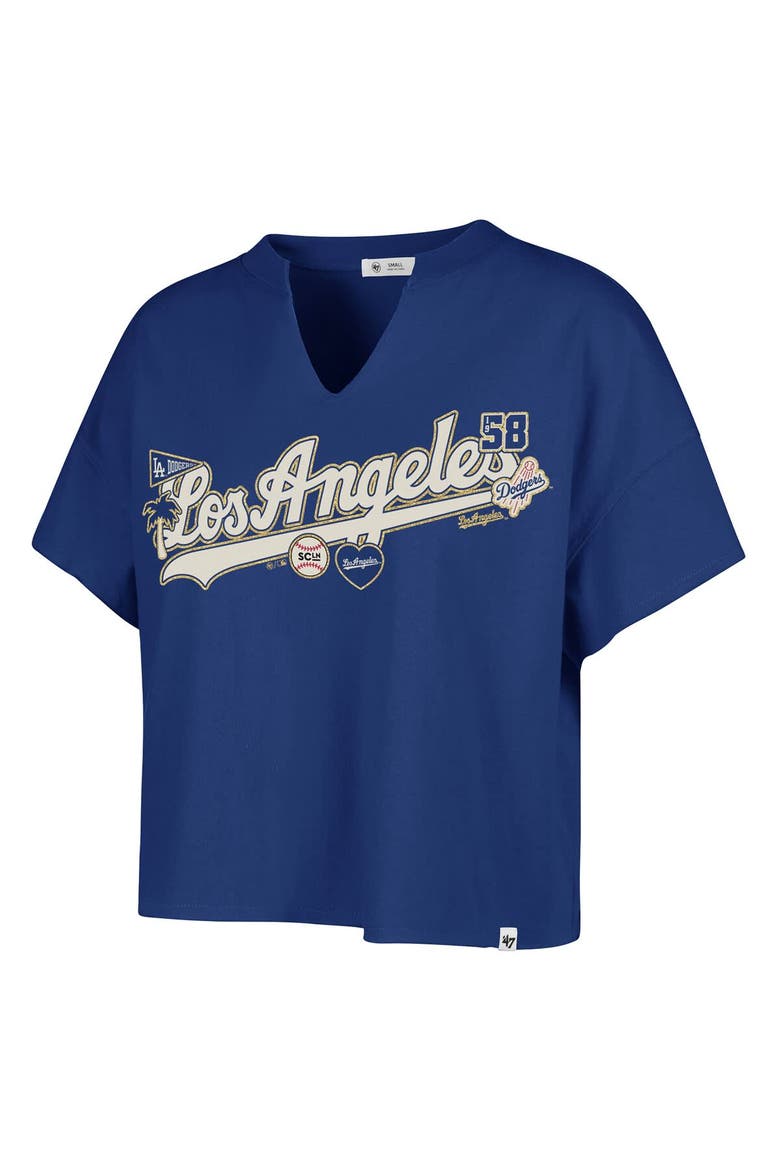 Women's '47 x Stoney Clover Lane Royal Los Angeles Dodgers Oversized Notch Neck T-Shirt, Alternate, color, Royal