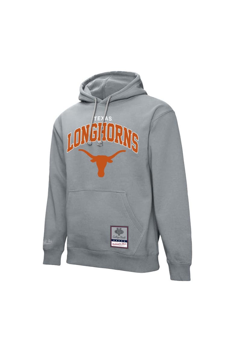 Men's Mitchell & Ness  Heather Gray Texas Longhorns Classic Arch Pullover Hoodie, Alternate, color, Heather Gray