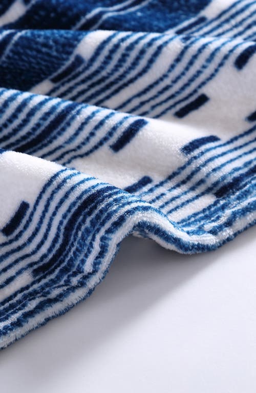 Wrangler Logan Stripe Ultra Soft Plush Fleece Reversible Throw Blanket In Blue