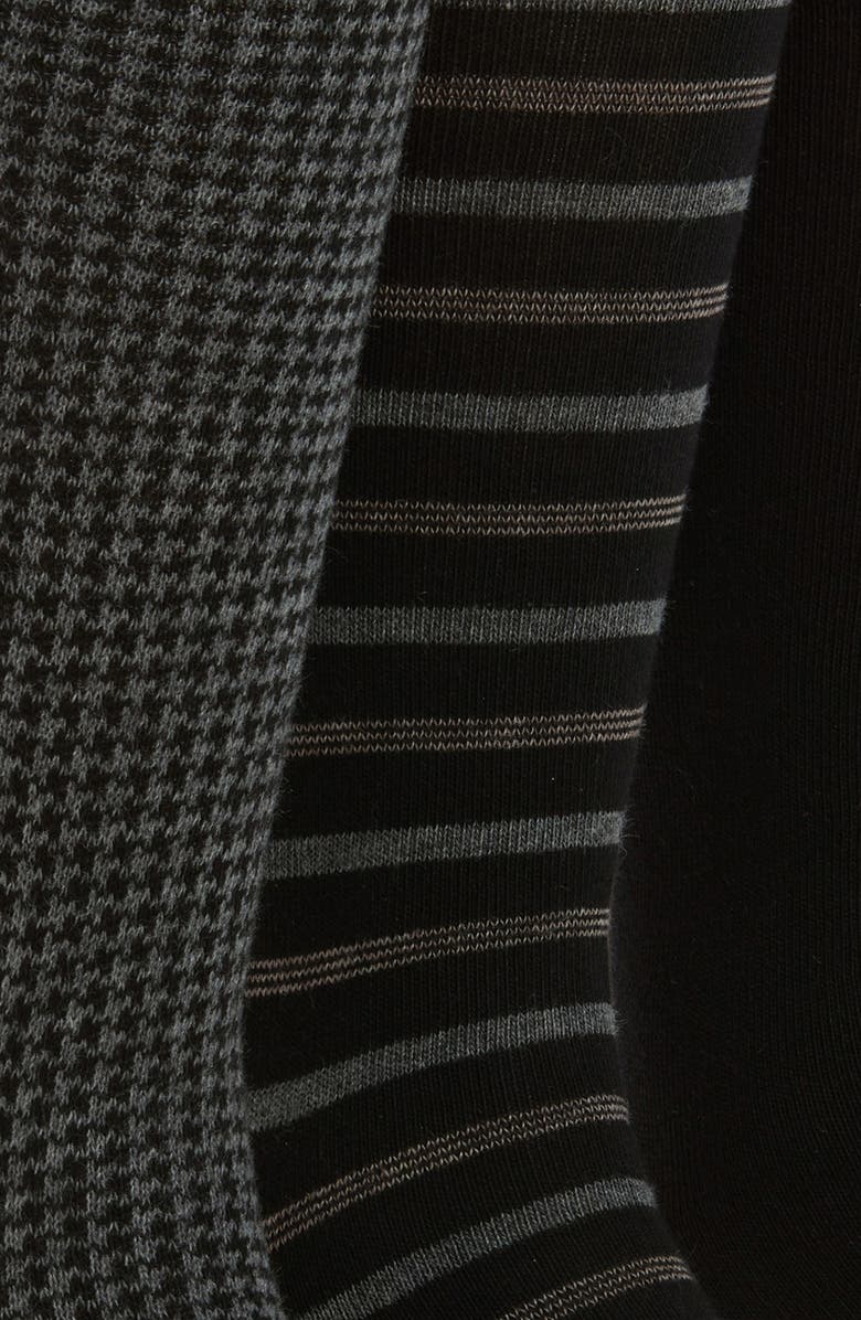 Nordstrom Assorted 3-Pack Combed Cotton Blend Dress Socks, Alternate, color, Black Brown Multi