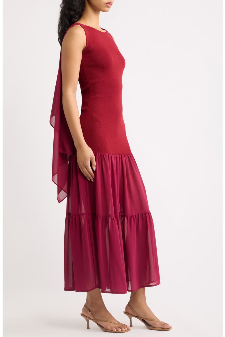 The Verity Drape Midi Dress, Alternate, color, SANGRIA