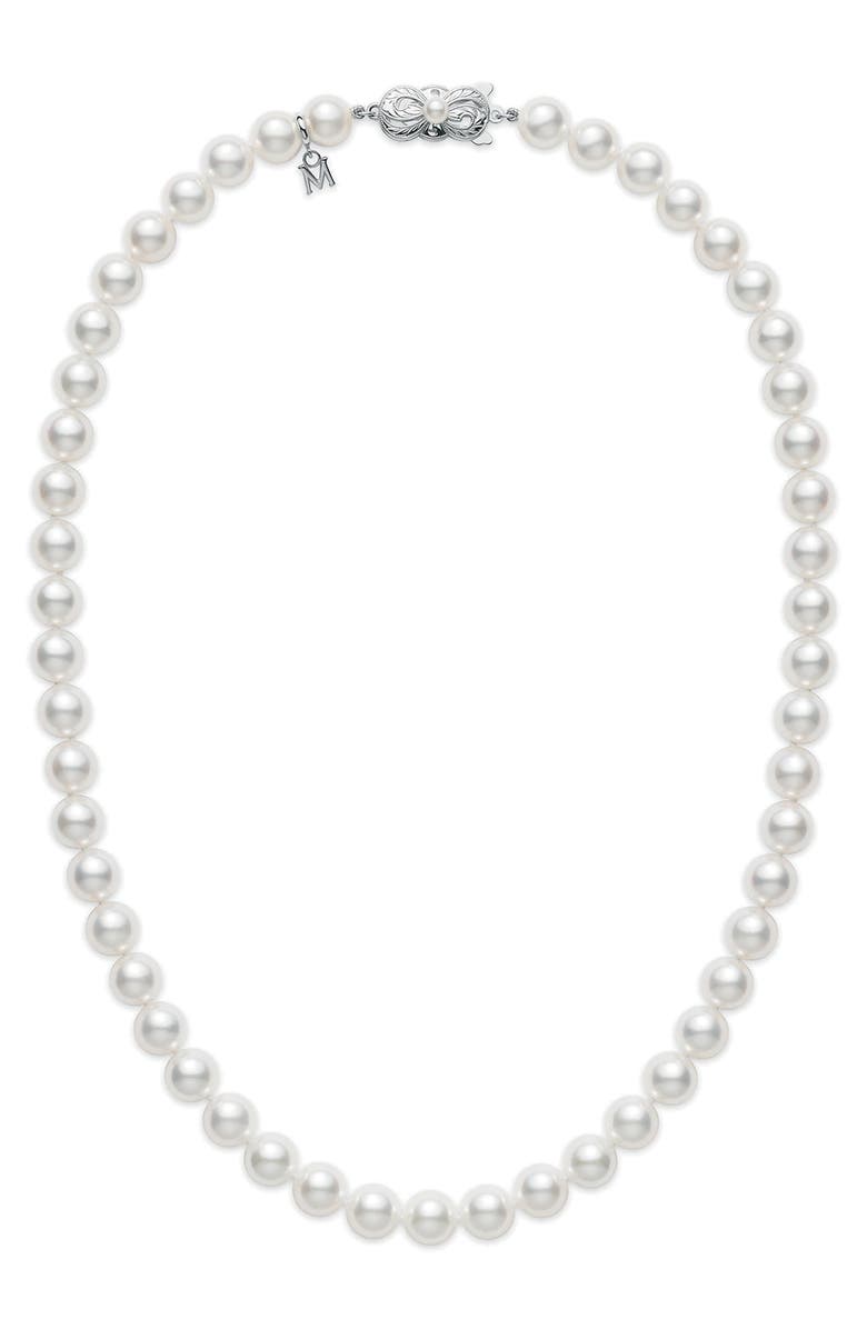 Mikimoto Essential Elements Akoya Pearl Necklace, Main, color, White Gold/ Pearl