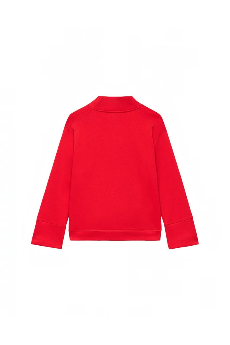 Cotton V-Neck Button Detail Sweatshirt, Alternate, color, Red