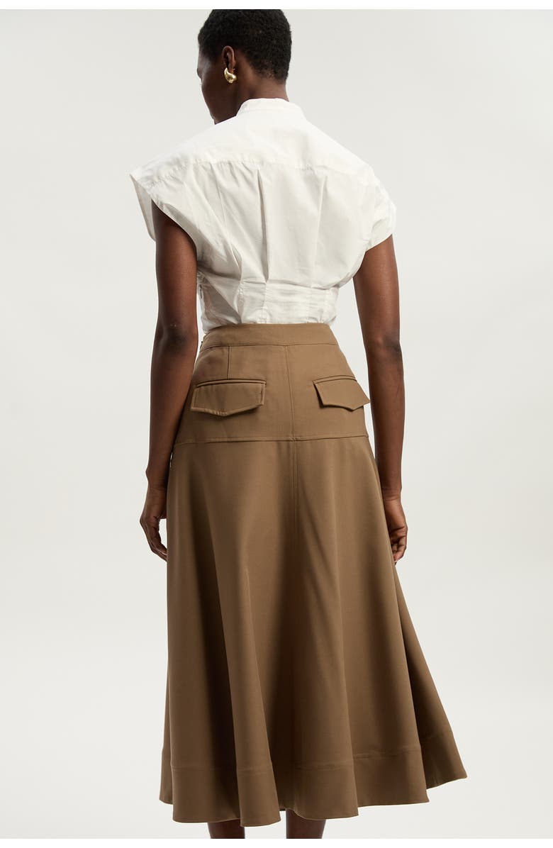 Karen Millen Viscose Blend Tailored Full Skirt, Alternate, color, Camel
