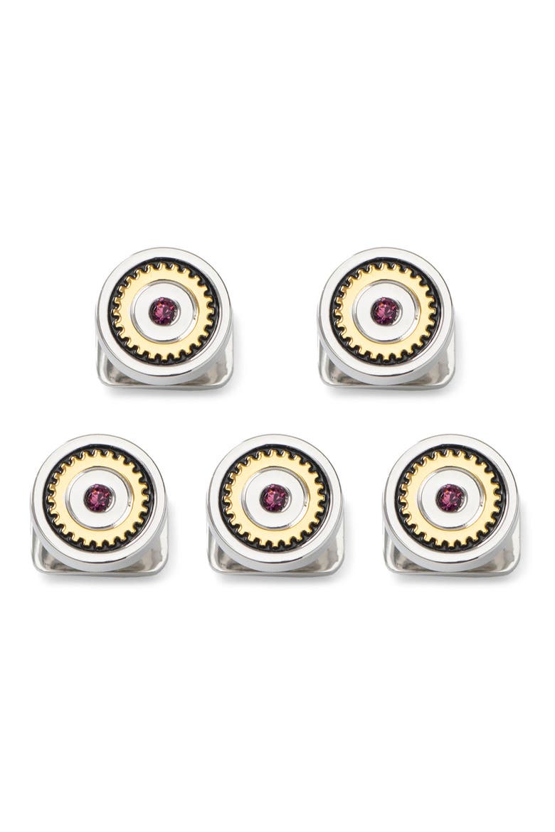 Gear Amethyst 5-Piece Shirt Stud Set, Main, color, SILVER