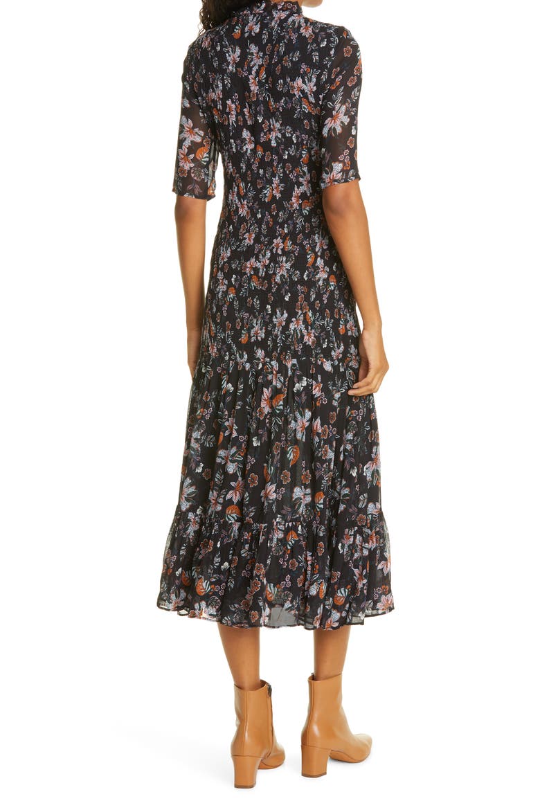 Gabi Floral Print Dress, Alternate, color, BLACK MULTI