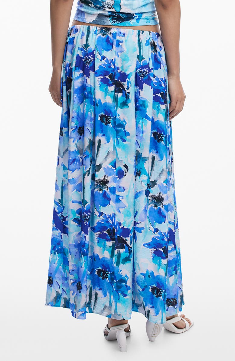 Desigual Floral Drawstring Maxi Skirt, Alternate, color, Blue