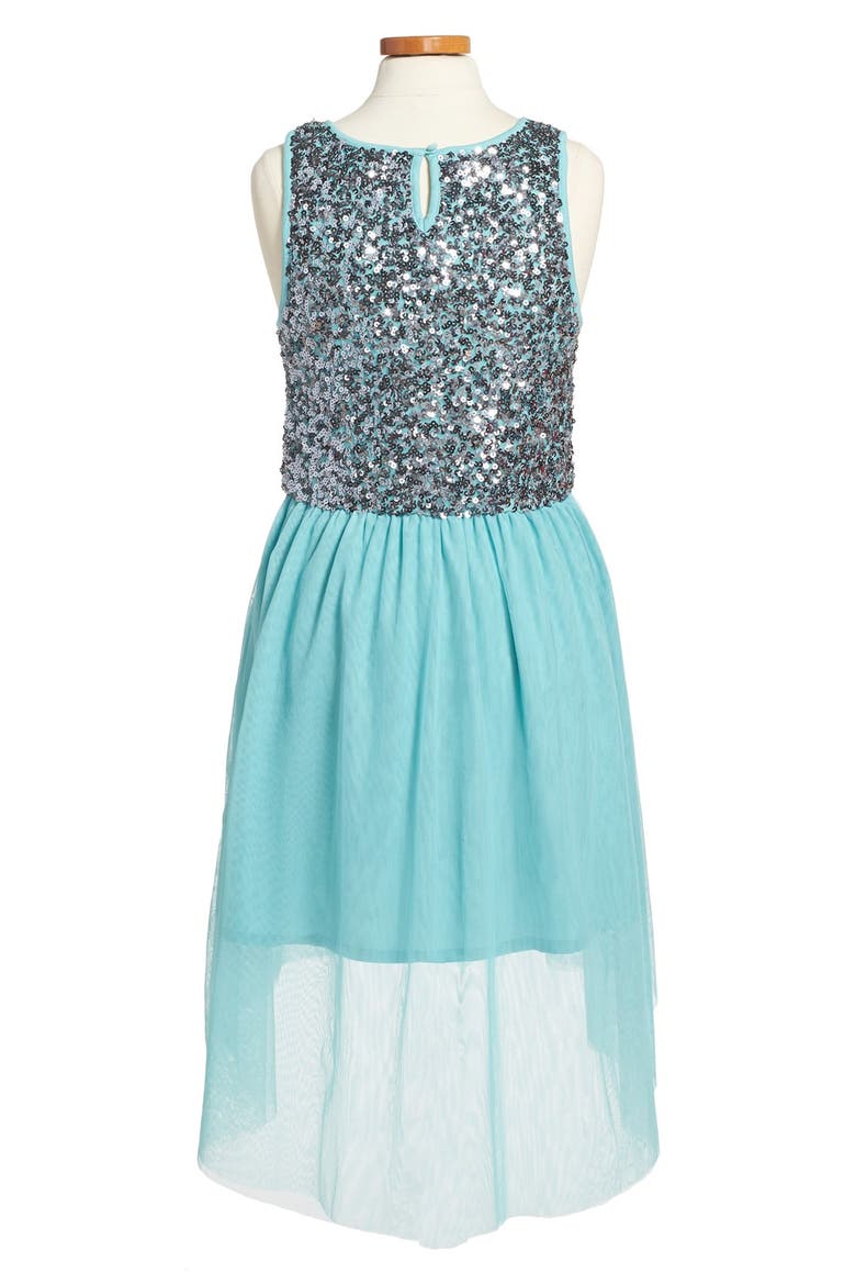 'Coralie' Sequin High/Low Dress, Alternate, color, BLUE MERCHANT