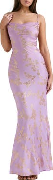 HOUSE OF CB Capriana Metallic Sleeveless Lace Back Mermaid Gown