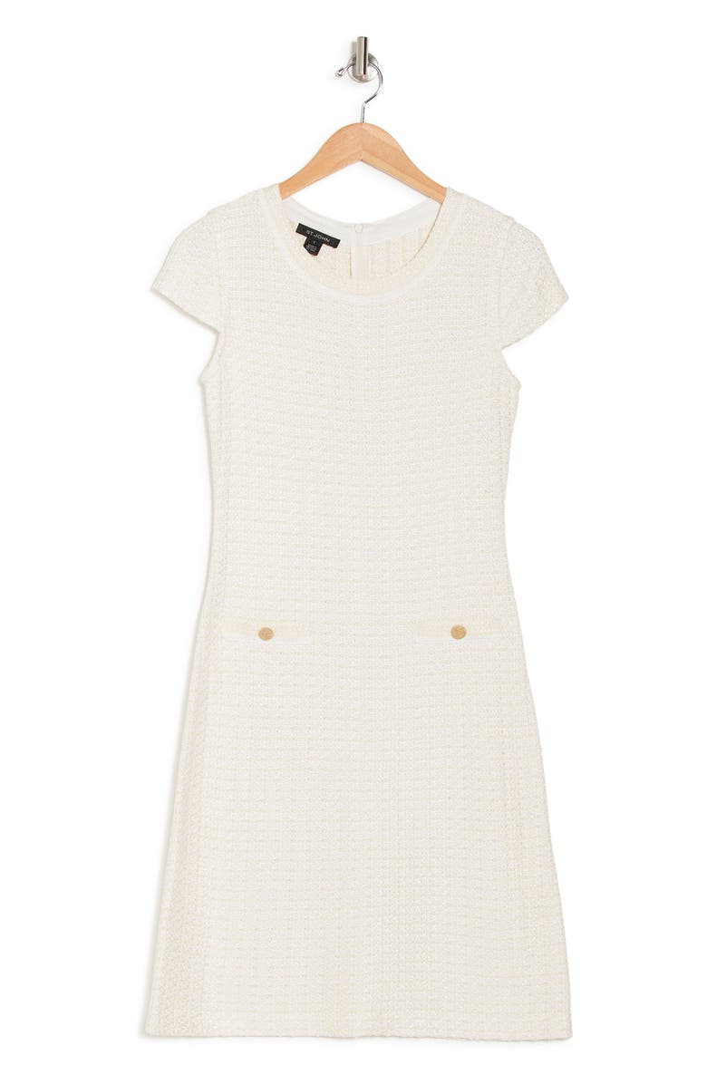 St. John Collection ST. JOHN Tonal Float Tweed Cap Sleeve Dress, Alternate, color,