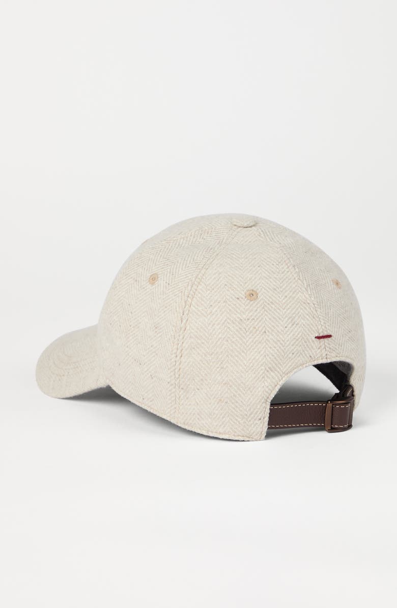 Brunello Cucinelli Wool and cashmere chevron baseball cap with embroidered logo, Alternate, color,