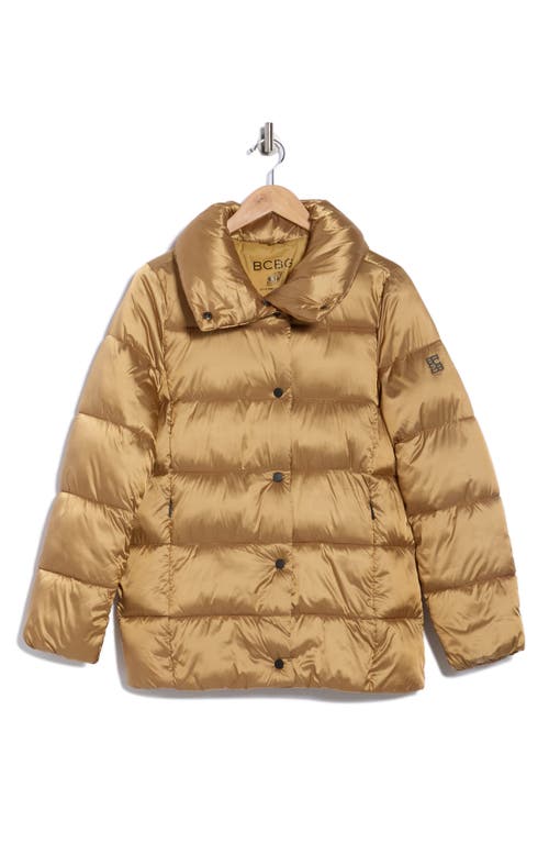 Bcbgeneration Water Resistant Snap Front Puffer Jacket In Brown