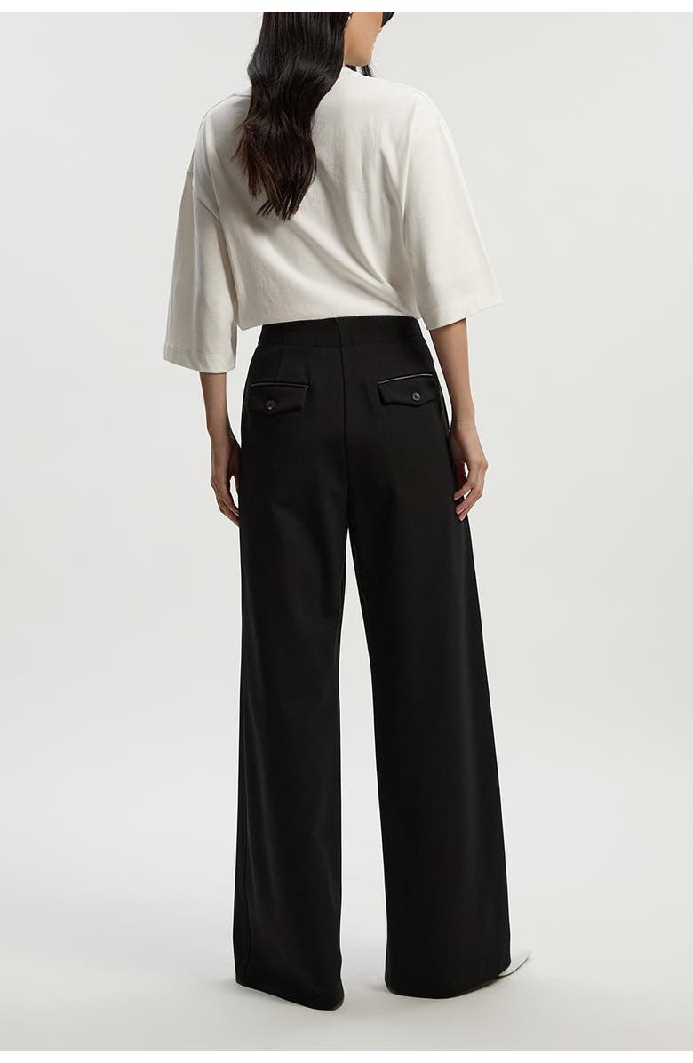 Karen Millen Ponte PU Wide Leg Pants, Alternate, color, Black