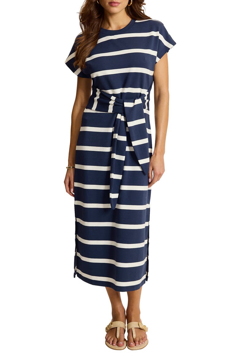 Agua Tie Waist Midi Dress, Main, color, COASTLINE