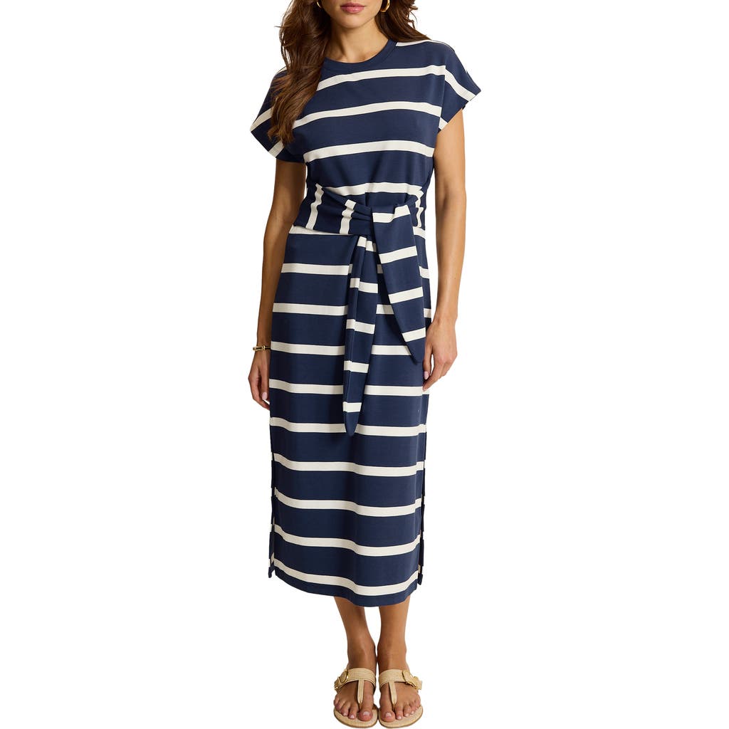 Tommy Bahama Agua Tie Waist Midi Dress in Coastline at Nordstrom, Size Large