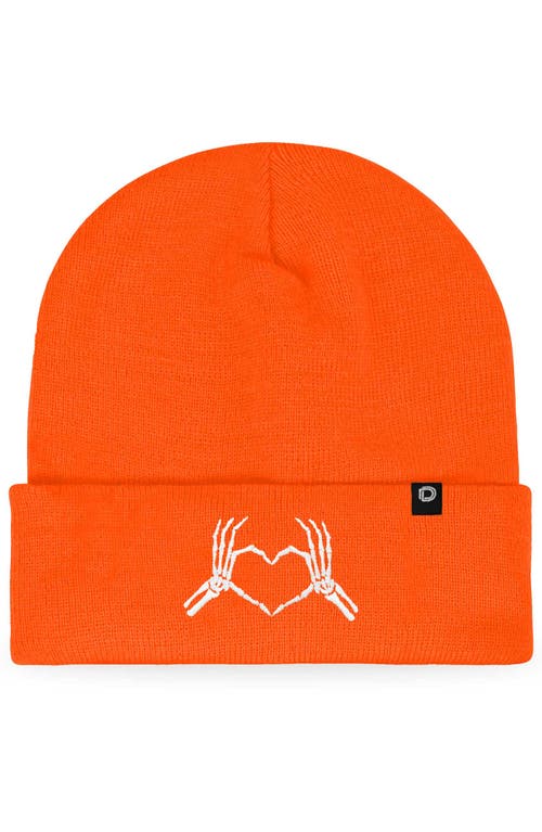 Dalix Heart Of Bones Beanie In Neon Orange