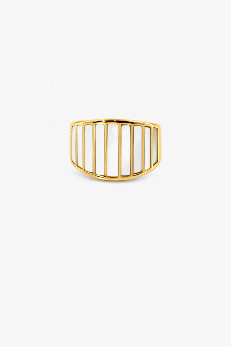 Striped Mother of Pearl Ring, Main, color, Gold With Mother Of Pearl