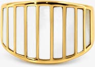 Meideya Striped Mother of Pearl Ring