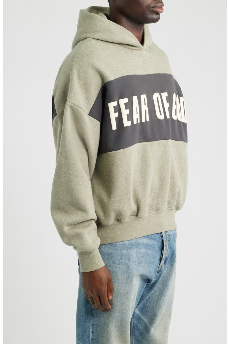 Paneled Relaxed Crop Hoodie, Alternate, color, SEAL HEATHER/ IRON GREY