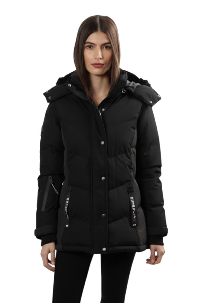 Women's Hooded Puffer Jacket, Main, color, Black