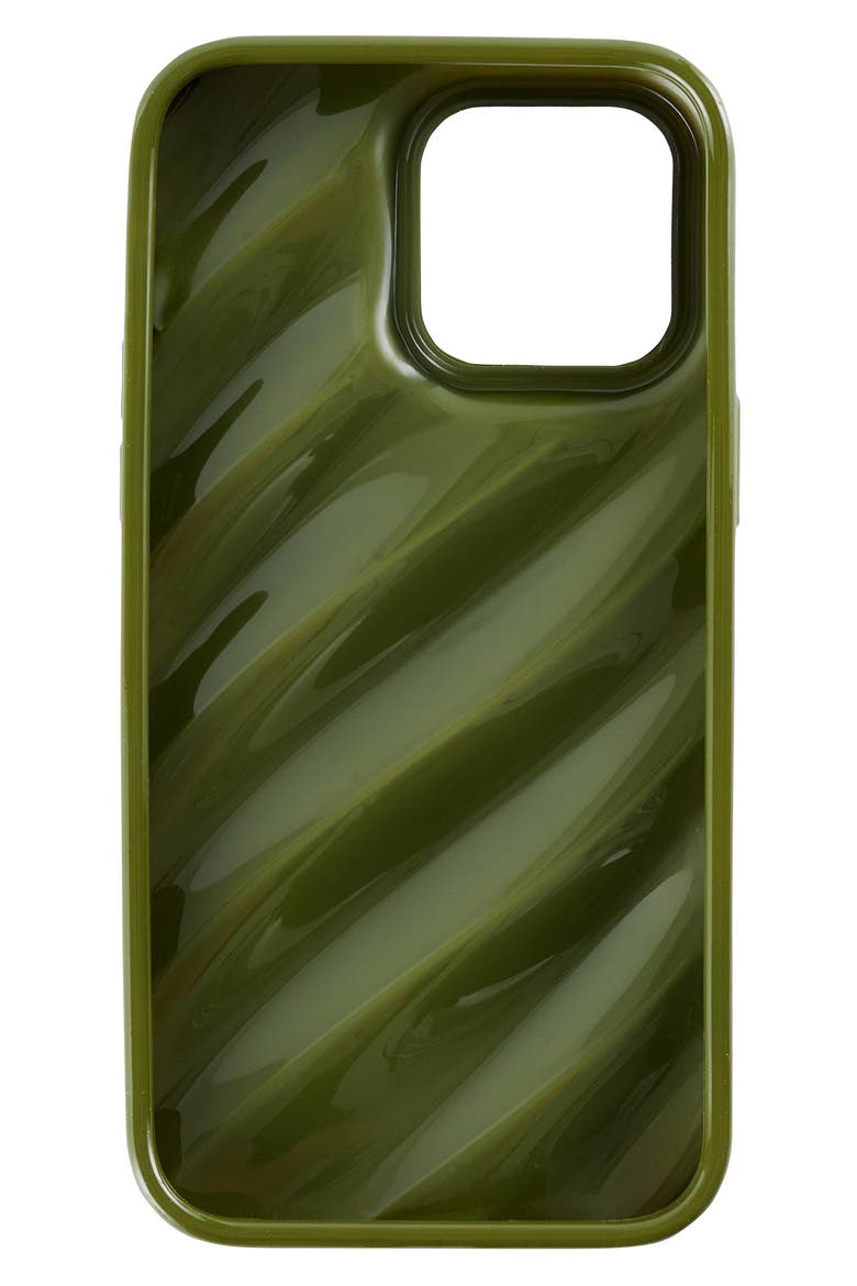 Silk Look Green iPhone 14 Pro Case, Alternate, color, GREEN