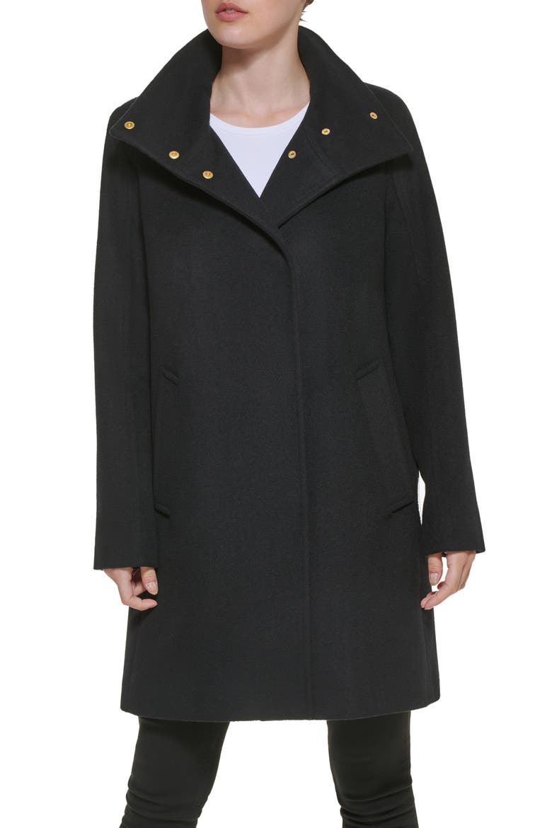 Stand Collar Coat, Main, color, BLACK