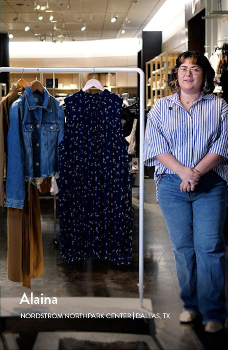 Plissé Sleeveless Mock Neck Shift Dress, sales video thumbnail