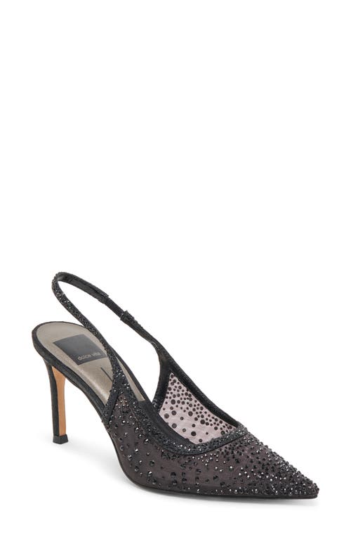 Dolce Vita Kaye Crystal Pointy Toe Slingback Pump in Black Mesh 